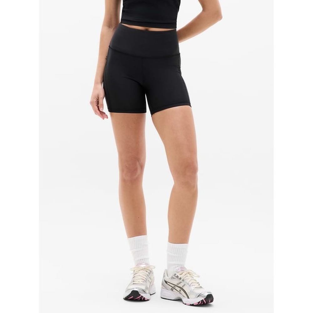 Athleta Interval Stash 5" Short High Rise Pockets Size XL Black Women's